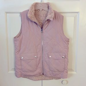 NWT Reversible vest jacket- Dusty Rose with silver trim